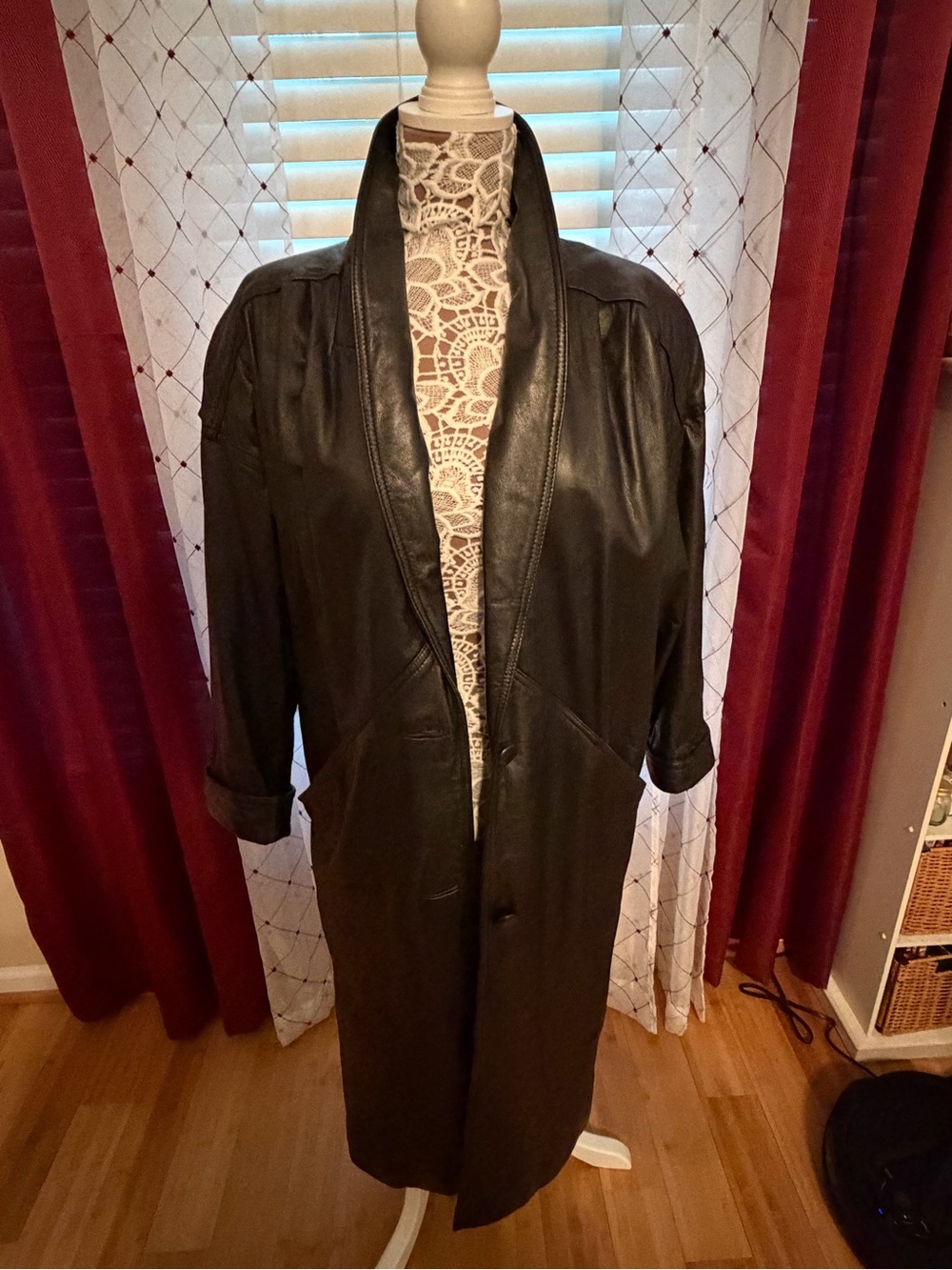 Classic Vintage Jacqueline Ferrar Women’s Black Leather Long Coat